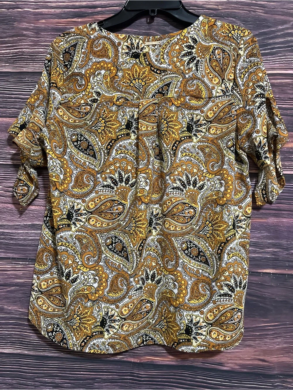 Michael Kors Mustard Paisley V-Neck Tie-Sleeve Blouse 🍂